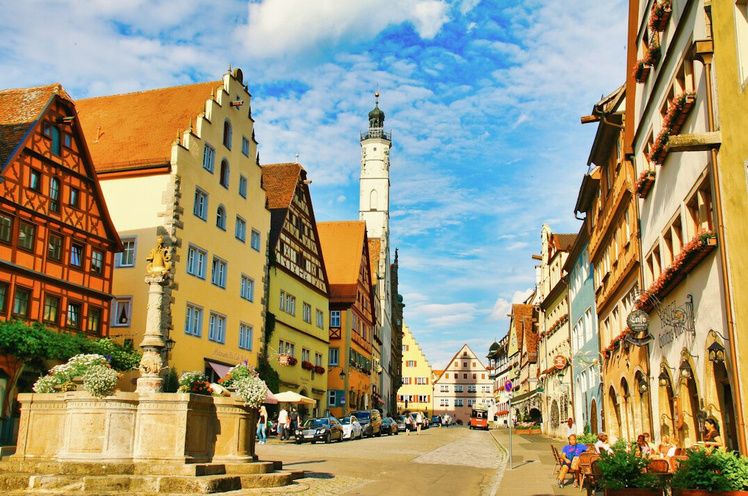 Cobblestone street in a historic German old town