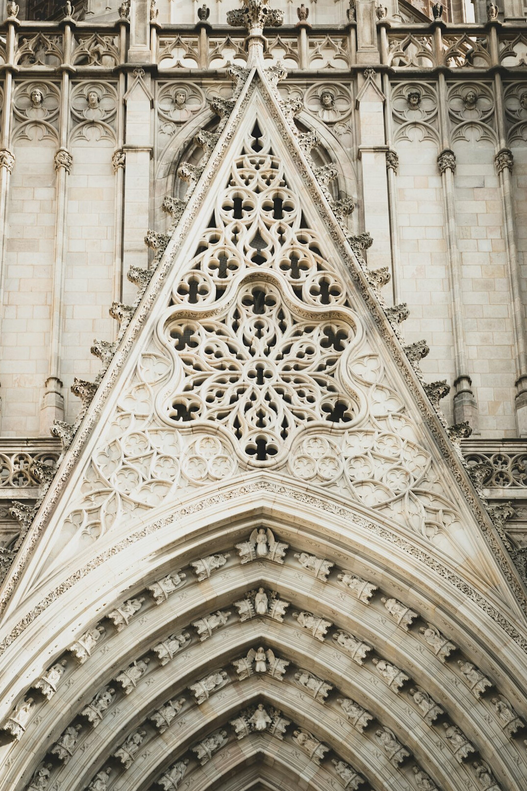 Close-up of ornate gothic stone carving detail