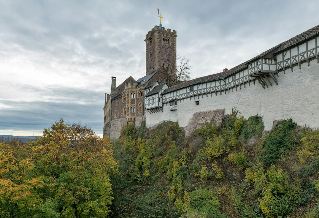 Wartburg Castle on a forested hilltop in Thuringia